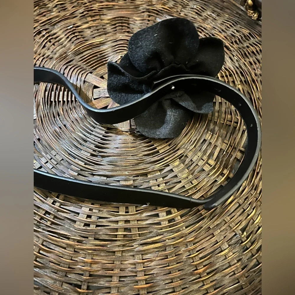 Black Floral Belt with Layered Petals